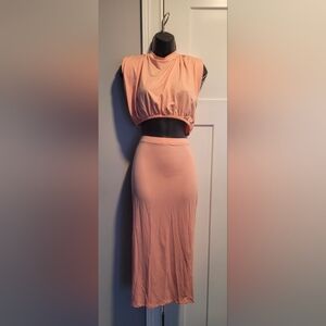 Elegant Peach Women's Skirt Set